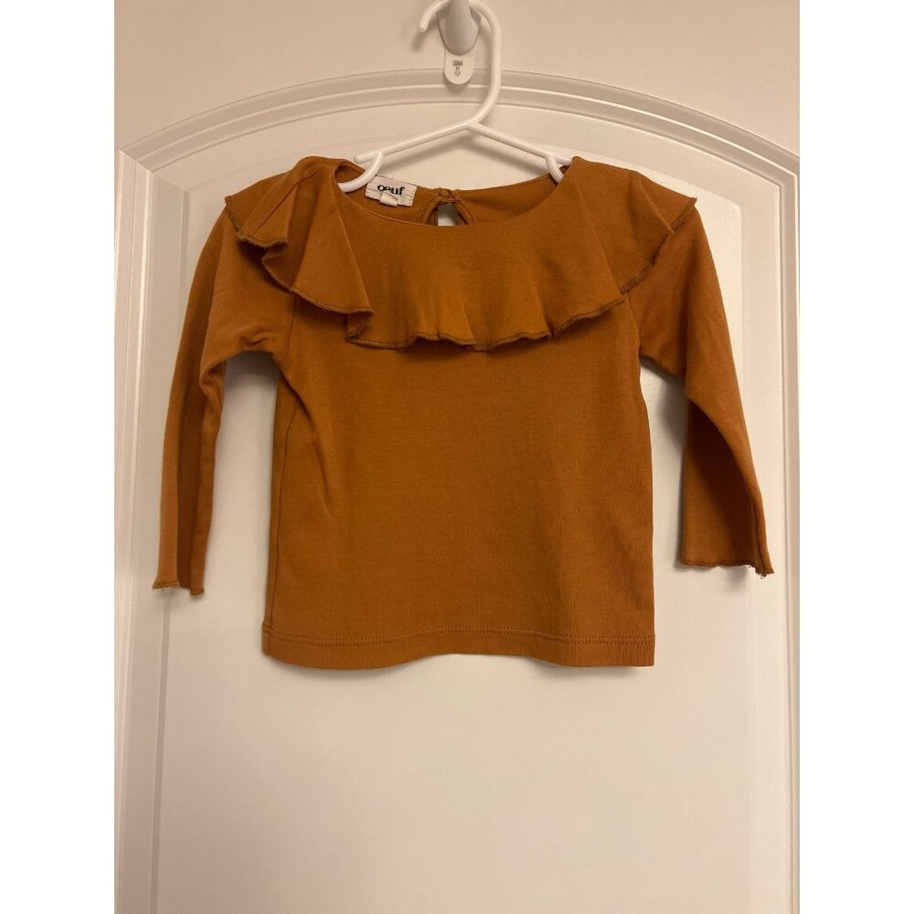 Oeuf Organic Long Sleeve Ruffle Blouse 18M EUC